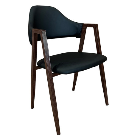 Καρέκλα Τραπεζαρίας ArteLibre SOLANA Μαύρο/Καρυδί PU/Μέταλλο 51x51x81cm