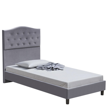 Κρεβάτι Μονό ArteLibre JUNIPER Γκρι Ύφασμα 209x101x125cm (Στρώμα 90x200cm)