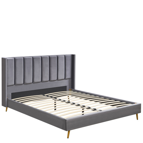 Κρεβάτι Υπέρδιπλο ArteLibre SEDONA Γκρι Ύφασμα 216x176x110cm (Στρώμα 160x200cm)