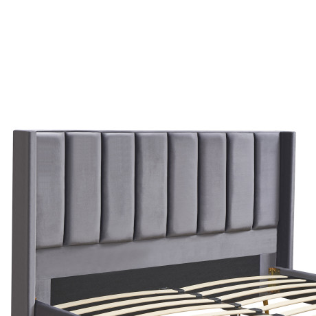 Κρεβάτι Υπέρδιπλο ArteLibre SEDONA Γκρι Ύφασμα 216x176x110cm (Στρώμα 160x200cm)