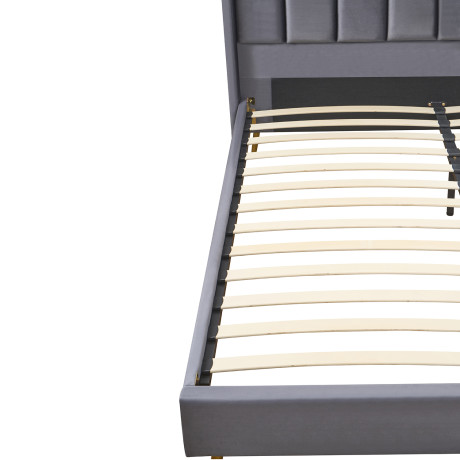 Κρεβάτι Υπέρδιπλο ArteLibre SEDONA Γκρι Ύφασμα 216x176x110cm (Στρώμα 160x200cm)