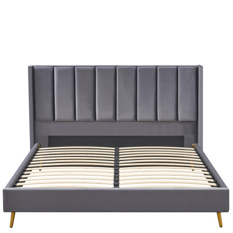 Κρεβάτι Υπέρδιπλο ArteLibre SEDONA Γκρι Ύφασμα 216x176x110cm (Στρώμα 160x200cm)