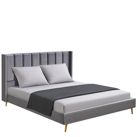 Κρεβάτι Υπέρδιπλο ArteLibre SEDONA Γκρι Ύφασμα 216x176x110cm (Στρώμα 160x200cm)