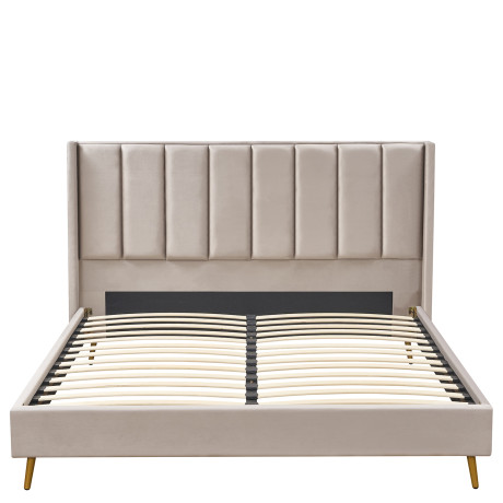 Κρεβάτι Υπέρδιπλο ArteLibre SEDONA Μπεζ Ύφασμα 216x176x110cm (Στρώμα 160x200cm)