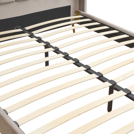 Κρεβάτι Υπέρδιπλο ArteLibre SEDONA Μπεζ Ύφασμα 216x176x110cm (Στρώμα 160x200cm)