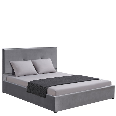 Κρεβάτι Υπέρδιπλο ArteLibre YUMA Γκρι Ύφασμα 214x1170x10cm (Στρώμα 160x200cm)