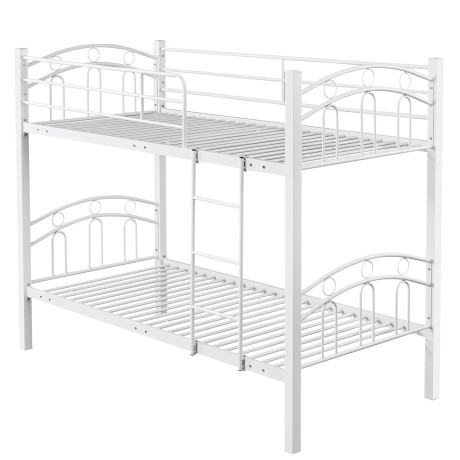 Κουκέτα ArteLibre KETCHUM Λευκό Μέταλλο 201x98x159cm (Στρώματα 90x190cm)