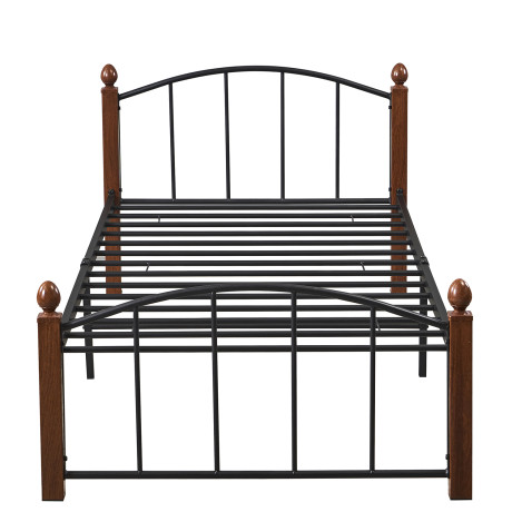 Κρεβάτι Μονό ArteLibre LARAMIE Μαύρο/Καρυδί Μέταλλο 210x98x76cm (Στρώμα 90x200cm)