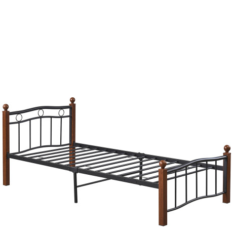 Κρεβάτι Μονό ArteLibre ARROWHEAD Μαύρο/Καρυδί Μέταλλο 210x98x85cm (Στρώμα 90x200cm)