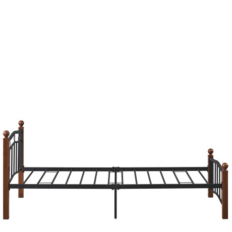 Κρεβάτι Μονό ArteLibre ARROWHEAD Μαύρο/Καρυδί Μέταλλο 210x98x85cm (Στρώμα 90x200cm)