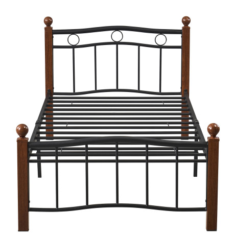 Κρεβάτι Μονό ArteLibre ARROWHEAD Μαύρο/Καρυδί Μέταλλο 210x98x85cm (Στρώμα 90x200cm)