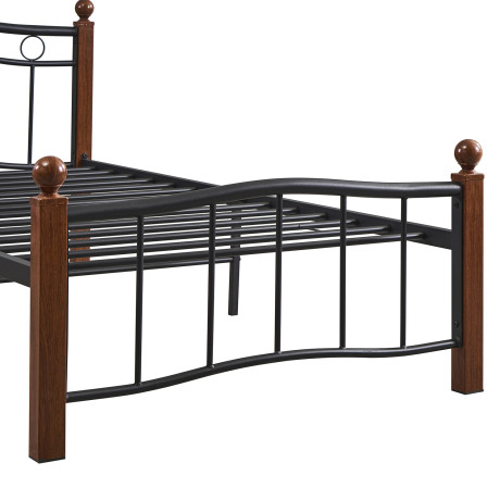 Κρεβάτι Μονό ArteLibre ARROWHEAD Μαύρο/Καρυδί Μέταλλο 210x98x85cm (Στρώμα 90x200cm)