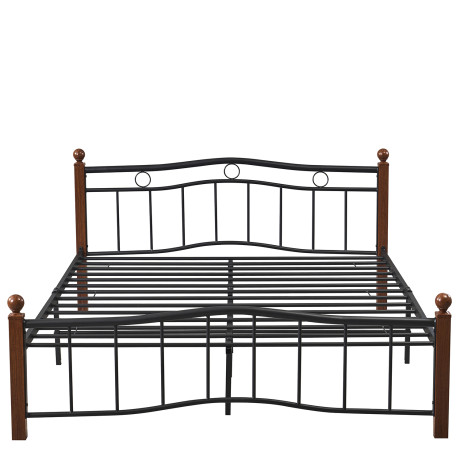 Κρεβάτι Διπλό ArteLibre ARROWHEAD Μαύρο/Καρυδί Μέταλλο 210x158x85cm (Στρώμα 150x200cm)