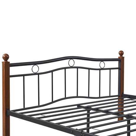 Κρεβάτι Διπλό ArteLibre ARROWHEAD Μαύρο/Καρυδί Μέταλλο 210x158x85cm (Στρώμα 150x200cm)