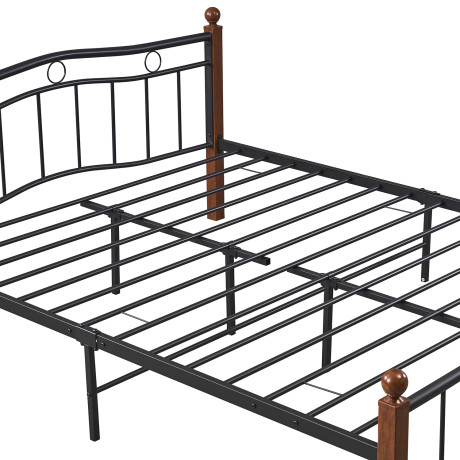 Κρεβάτι Διπλό ArteLibre ARROWHEAD Μαύρο/Καρυδί Μέταλλο 210x158x85cm (Στρώμα 150x200cm)