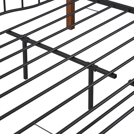 Κρεβάτι Διπλό ArteLibre ARROWHEAD Μαύρο/Καρυδί Μέταλλο 210x158x85cm (Στρώμα 150x200cm)