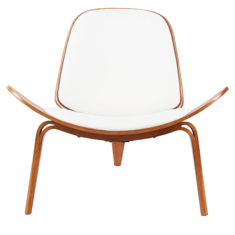 Πολυθρόνα ArteLibre THALOR Λευκό/Καφέ Ξύλο/PU 90x76.5x74.5cm