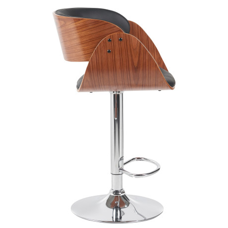 Σκαμπό Bar ArteLibre VORIAN Μαύρο/Καφέ Ξύλο/PU/Αλουμίνιο 52x55x87-108cm