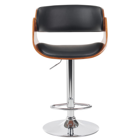 Σκαμπό Bar ArteLibre VORIAN Μαύρο/Καφέ Ξύλο/PU/Αλουμίνιο 52x55x87-108cm