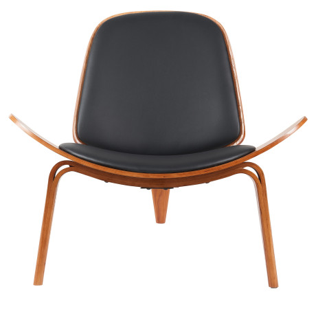 Πολυθρόνα ArteLibre THALOR Μαύρο/Καφέ Ξύλο/PU 90x76.5x74.5cm