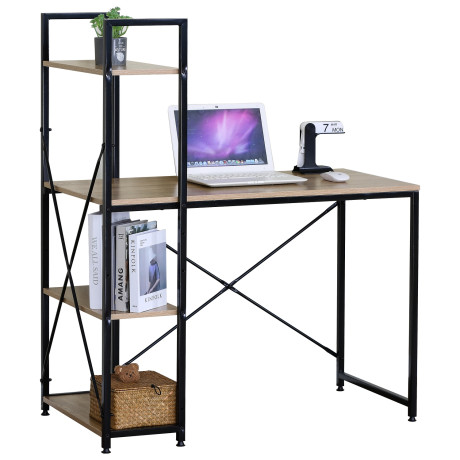 Γραφείο ArteLibre JORVIK Με Ράφια Δρυς/Μαύρο Μοριοσανίδα/Μέταλλο 100x52x120cm