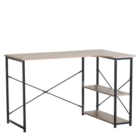 Γραφείο ArteLibre KELSTON Με Ράφια Δρυς/Μαύρο Μοριοσανίδα/Μέταλλο 120x73x75cm