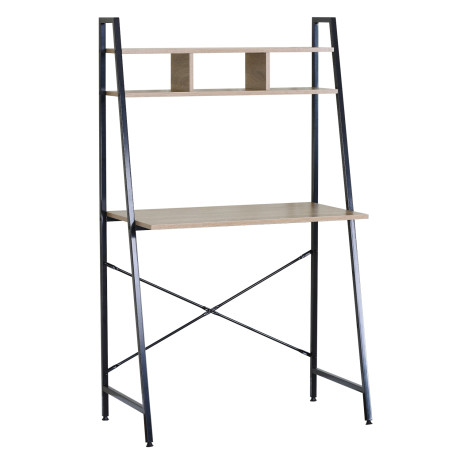 Γραφείο ArteLibre LYNDALE Με Ράφια Δρυς/Μαύρο Μοριοσανίδα/Μέταλλο 84x46x142cm