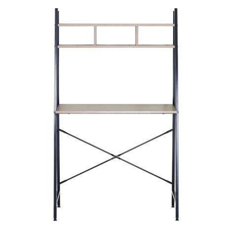 Γραφείο ArteLibre LYNDALE Με Ράφια Δρυς/Μαύρο Μοριοσανίδα/Μέταλλο 84x46x142cm