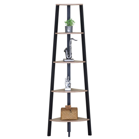 Βιβλιοθήκη ArteLibre PENDRYN Δρυς/Μαύρο Μοριοσανίδα/Μέταλλο 53.4x37.8x160.3cm