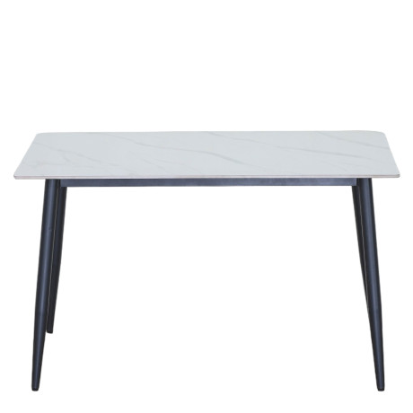 Τραπέζι Τραπεζαρίας ArteLibre VENSHIRE Λευκό Μάρμαρο/Μαύρο Κεραμικό/Μέταλλο 121x72x73cm