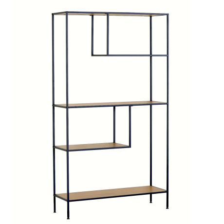 Βιβλιοθήκη ArteLibre YARWOOD Δρυς/Μαύρο Μοριοσανίδα/Μέταλλο 100x33x178cm