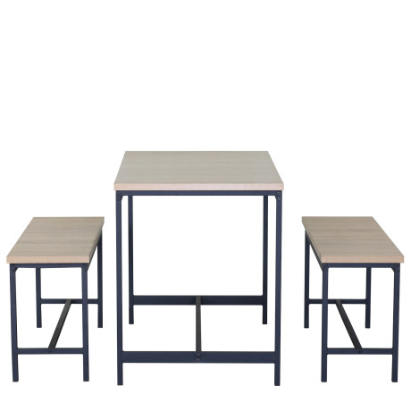 Σετ Τραπεζαρία (2+1) ArteLibre CARRISTON Δρυς/Μαύρο Μοριοσανίδα/Μέταλλο 110x60x75cm