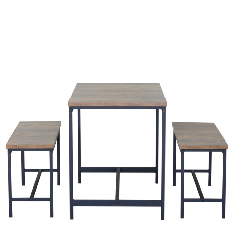 Σετ Τραπεζαρία (2+1) ArteLibre DRAYCOTT Καφέ/Μαύρο Μοριοσανίδα/Μέταλλο 110x60x75cm