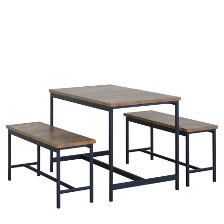 Σετ Τραπεζαρία (2+1) ArteLibre DRAYCOTT Καφέ/Μαύρο Μοριοσανίδα/Μέταλλο 110x60x75cm