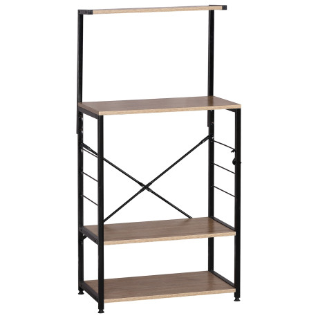 Ραφιέρα Κουζίνας ArteLibre GRANTHAM Δρυς/Μαύρο Μοριοσανίδα/Μέταλλο 60x40x123cm