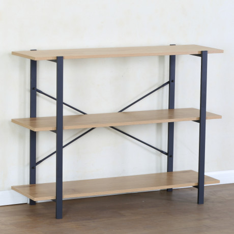 Βιβλιοθήκη ArteLibre RAVENSBY Φυσικό/Μαύρο Μοριοσανίδα/Μέταλλο 106x35x80cm