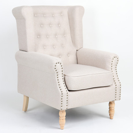 Πολυθρόνα ArteLibre OTTAVIA Μπεζ Ύφασμα 77x80x106cm