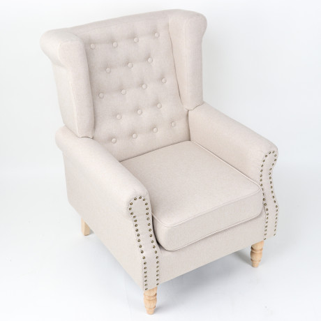 Πολυθρόνα ArteLibre OTTAVIA Μπεζ Ύφασμα 77x80x106cm