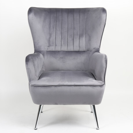Πολυθρόνα ArteLibre VITTORIA Γκρι Βελούδο 76x79x101cm