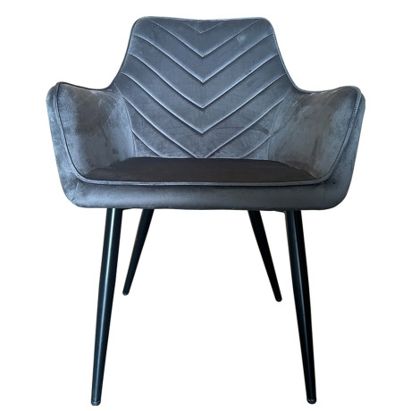 Καρέκλα Τραπεζαρίας ArteLibre FLORITA Γκρι/Μαύρο Βελούδο/Μέταλλο 55x57x84cm