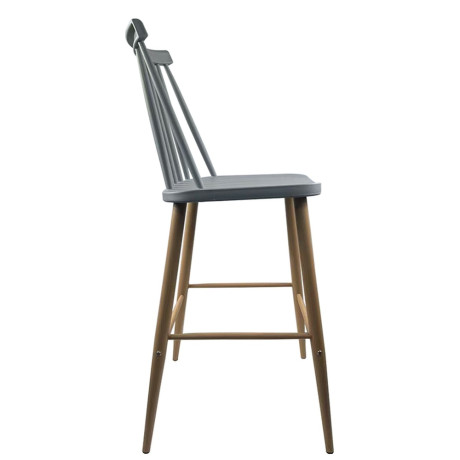 Σκαμπό Bar ArteLibre MARANTA Γκρι/Φυσικό PP/Μέταλλο 45x46x97cm