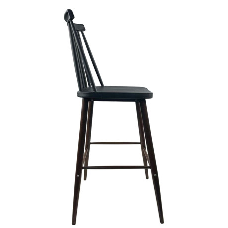 Σκαμπό Bar ArteLibre MARANTA Μαύρο/Καρυδί PP/Μέταλλο 45x46x97cm