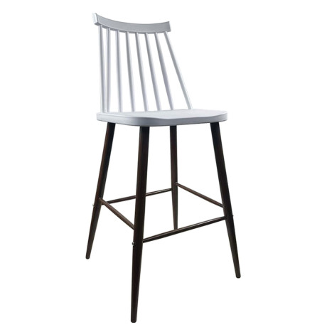 Σκαμπό Bar ArteLibre MARANTA Λευκό/Καρυδί PP/Μέταλλο 45x46x97cm