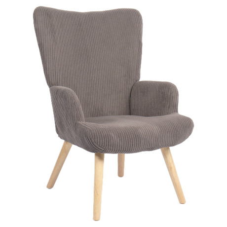 Πολυθρόνα ArteLibre LIRA Γκρι Ύφασμα Κοτλέ/Ξύλο 94.5x64x70.5cm