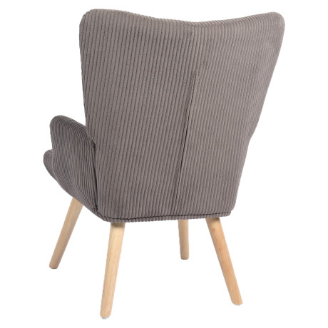 Πολυθρόνα ArteLibre LIRA Γκρι Ύφασμα Κοτλέ/Ξύλο 94.5x64x70.5cm