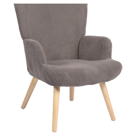 Πολυθρόνα ArteLibre LIRA Γκρι Ύφασμα Κοτλέ/Ξύλο 94.5x64x70.5cm