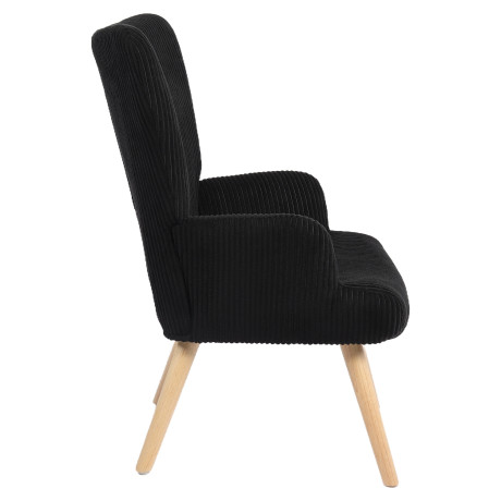 Πολυθρόνα ArteLibre LIRA Μαύρο Ύφασμα Κοτλέ/Ξύλο 94.5x64x70.5cm