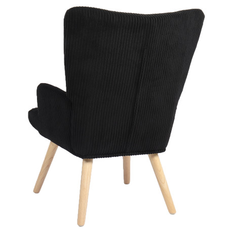 Πολυθρόνα ArteLibre LIRA Μαύρο Ύφασμα Κοτλέ/Ξύλο 94.5x64x70.5cm