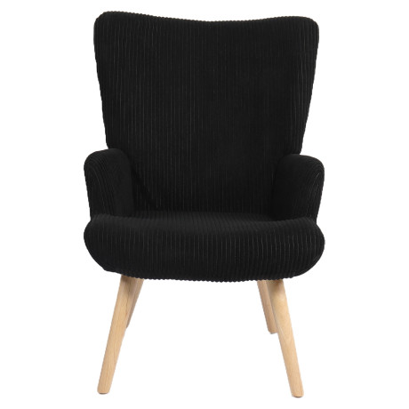 Πολυθρόνα ArteLibre LIRA Μαύρο Ύφασμα Κοτλέ/Ξύλο 94.5x64x70.5cm