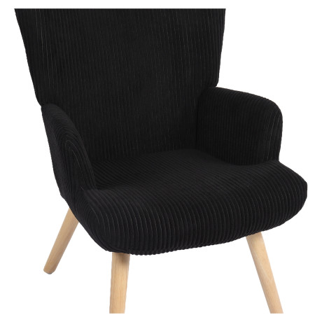 Πολυθρόνα ArteLibre LIRA Μαύρο Ύφασμα Κοτλέ/Ξύλο 94.5x64x70.5cm